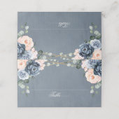 Dusty Blue Peach Blush Geometric Floral Wedding Plaatskaartje (Buitenkant ongevouwen)