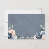 Dusty Blue Peach Blush Geometric Floral Wedding RS RSVP Kaartje (Achterkant)