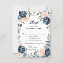 Dusty Blue Peach Blush Geometric Floral Wedding RS