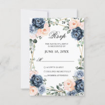 Dusty Blue Peach Blush Geometric Floral Wedding
