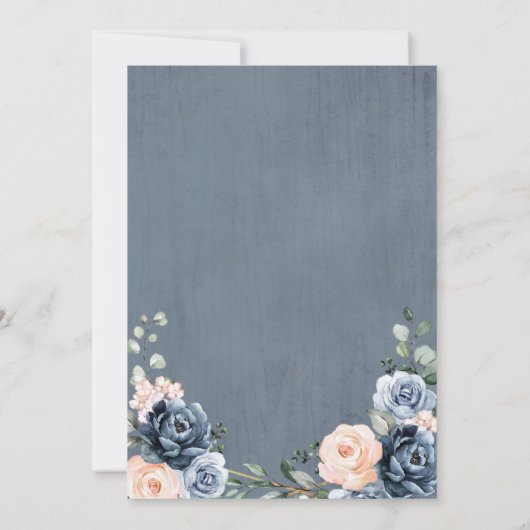 Dusty Blue Peach Blush Geometric Floral Wedding Sa Save The Date (Achterkant)