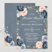 Dusty Blue Peach Blush Geometric Vrijgezellenfeest Kaart (Voorkant / Achterkant)