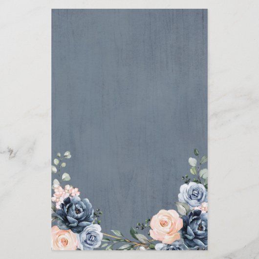 Dusty Blue Peach Blush Geometric Wedding Menu (Achterkant)