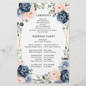 Dusty Blue Peach Blush Geometric Wedding Programme (Achterkant)