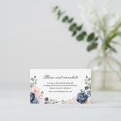 Dusty Blue Peach Blush Wedding Website - Enc Informatiekaartje (Staand voorkant)