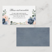 Dusty Blue Peach Blush Wedding Website - Enc Informatiekaartje (Voorkant / Achterkant)
