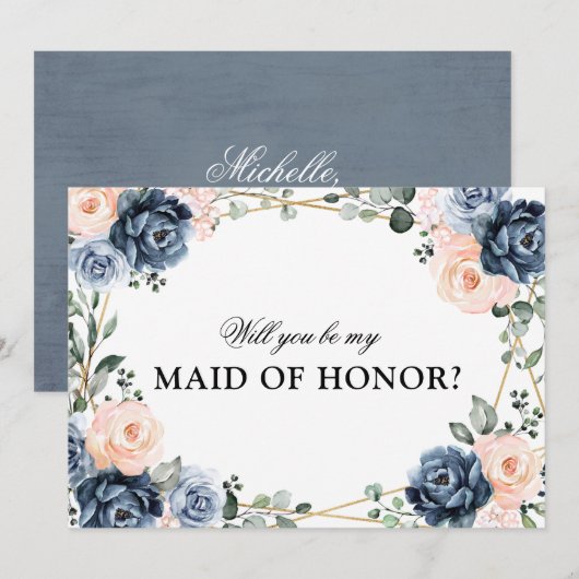 Dusty Blue Peach Blush word je gemaakt van eer ik Kaart (Voorkant / Achterkant)