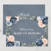 Dusty Blue Peach Blush word je gemaakt van eer Kaart (Voorkant / Achterkant)