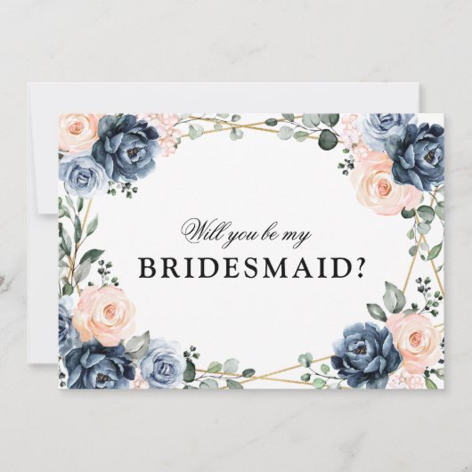 Dusty Blue Peach Blush zal je mijn Bridesmaid zijn Kaart (Voorkant)