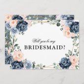 Dusty Blue Peach Blush zal je mijn Bridesmaid zijn Kaart (Voorkant / Achterkant)