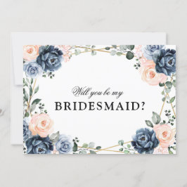 Dusty Blue Peach Blush zal je mijn Bridesmaid zijn Kaart