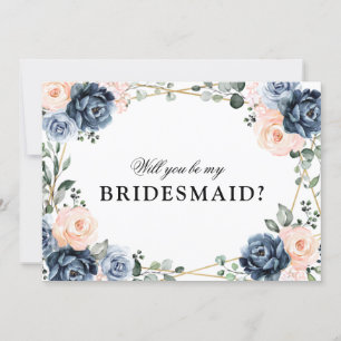 Dusty Blue Peach Blush zal je mijn Bridesmaid zijn Kaart