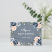 Dusty Blue Peach Blush zal je zijn mijn Bridesmaid Briefkaart (Staand voorkant)