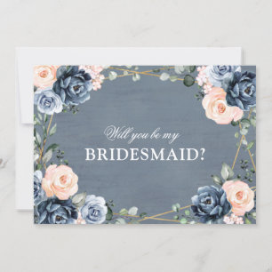 Dusty Blue Peach Blush zal je zijn mijn Bridesmaid Kaart