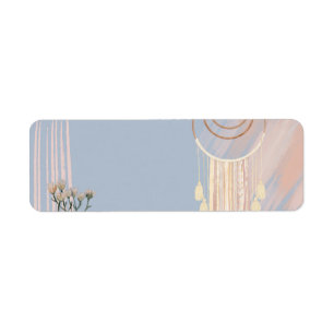 Dusty Blue Peach Boho Dream Catcher Etiket