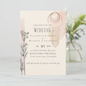 Dusty Blue Peach BOHO Wedding Invitation (Staand voorkant)