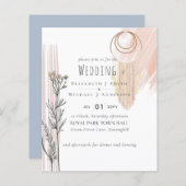 Dusty Blue Peach BOHO Wedding Invitation (Voorkant / Achterkant)