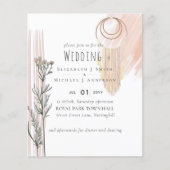 Dusty Blue Peach BOHO Wedding Invitation (Voorkant)