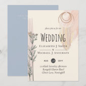 Dusty Blue Peach BOHO Wedding Invitation (Voorkant / Achterkant)