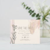 Dusty Blue Peach BOHO Wedding Save the Dates (Staand voorkant)