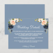 Dusty Blue Peach bruiloft details invoegen Kaart (Voorkant / Achterkant)