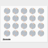Dusty Blue & Peach Bruiloft of Verloving Ronde Sticker (Vel)