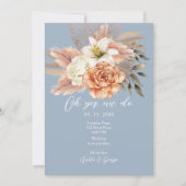 Dusty Blue Peach bruiloft receptie Kaart (Voorkant)