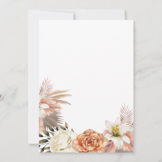 Dusty Blue Peach bruiloft receptie Kaart (Achterkant)