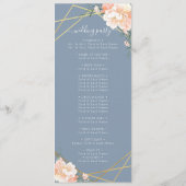Dusty Blue Peach Cream Gold Geometrische bruiloft Programmakaart (Achterkant)