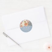 Dusty Blue Peach Floral Bedankt Ronde Sticker (Envelop)