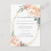 Dusty Blue Peach Floral Gold Bruiloft Accommodatie Informatiekaartje (Voorkant)