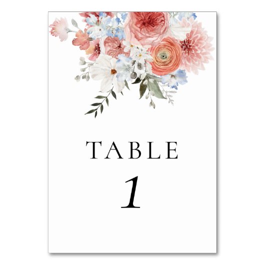 Dusty Blue Peach Floral Kaart (Voorkant)