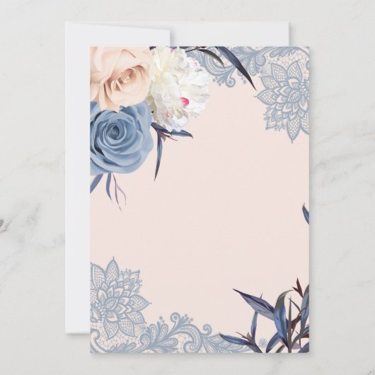 Dusty Blue & Peach Floral Lace Vrijgezellenfeest Kaart (Achterkant)