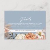 Dusty Blue Peach Floral Wedding Details Informatiekaartje (Voorkant)