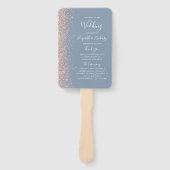 Dusty Blue Peach Glitter Edge Wedding Program Handwaaier (Voorkant)