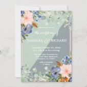 Dusty Blue Peach Green Wedding Kaart (Voorkant)