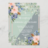 Dusty Blue Peach Green Wedding Kaart (Voorkant / Achterkant)
