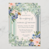 Dusty Blue Peach Green Wedding Kaart (Voorkant / Achterkant)