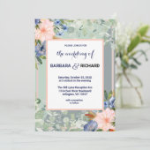 Dusty Blue Peach Green Wedding Kaart (Staand voorkant)