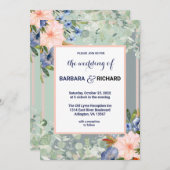 Dusty Blue Peach Green Wedding Kaart (Voorkant / Achterkant)