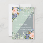 Dusty Blue Peach Green Wedding RSVP Kaartje (Voorkant)