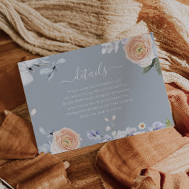 Dusty Blue & Peach Moderne bruiloft details Informatiekaartje