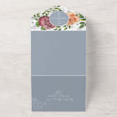 Dusty Blue Peach Pink foto bruiloft uitnodiging (Buitenkant)