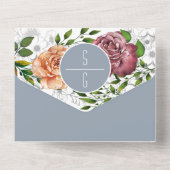 Dusty Blue Peach Pink foto bruiloft uitnodiging (Achterkant)