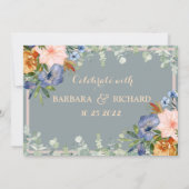 Dusty Blue Peach Weddenschap Save Date Kaart (Achterkant)