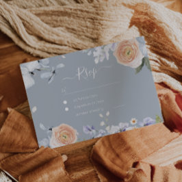Dusty Blue & Peach Wedding Response RSVP-kaart RSVP Kaartje