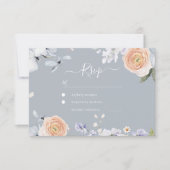 Dusty Blue & Peach Wedding Response RSVP-kaart RSVP Kaartje (Voorkant)