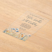 Dusty Blue Peach Wildflowers 30e verjaardag Acryl Uitnodigingen (Laagn)