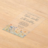 Dusty Blue Peach Wildflowers 50ste verjaardag Acryl Uitnodigingen (Laagn)