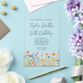 Dusty Blue Peach Wildflowers 50ste verjaardag Acryl Uitnodigingen (Insitu (Huwelijk))